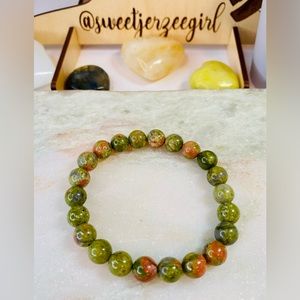 Unakite Jasper Round Bead Self Love Stone Bracelet